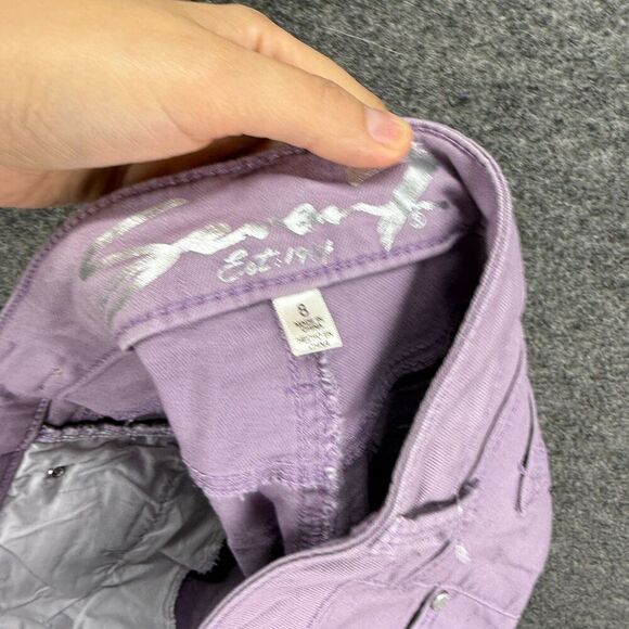 Seven7 Jeans Women 8 Purple Denim Light Wash Mid Rise Ankle Skinny Cuffed - Picture 6 of 8